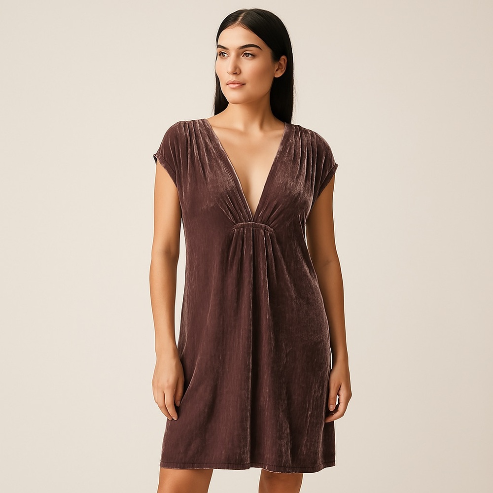 Chan Luu Purple Brown Tone Velvet/Silk Dress / Size S